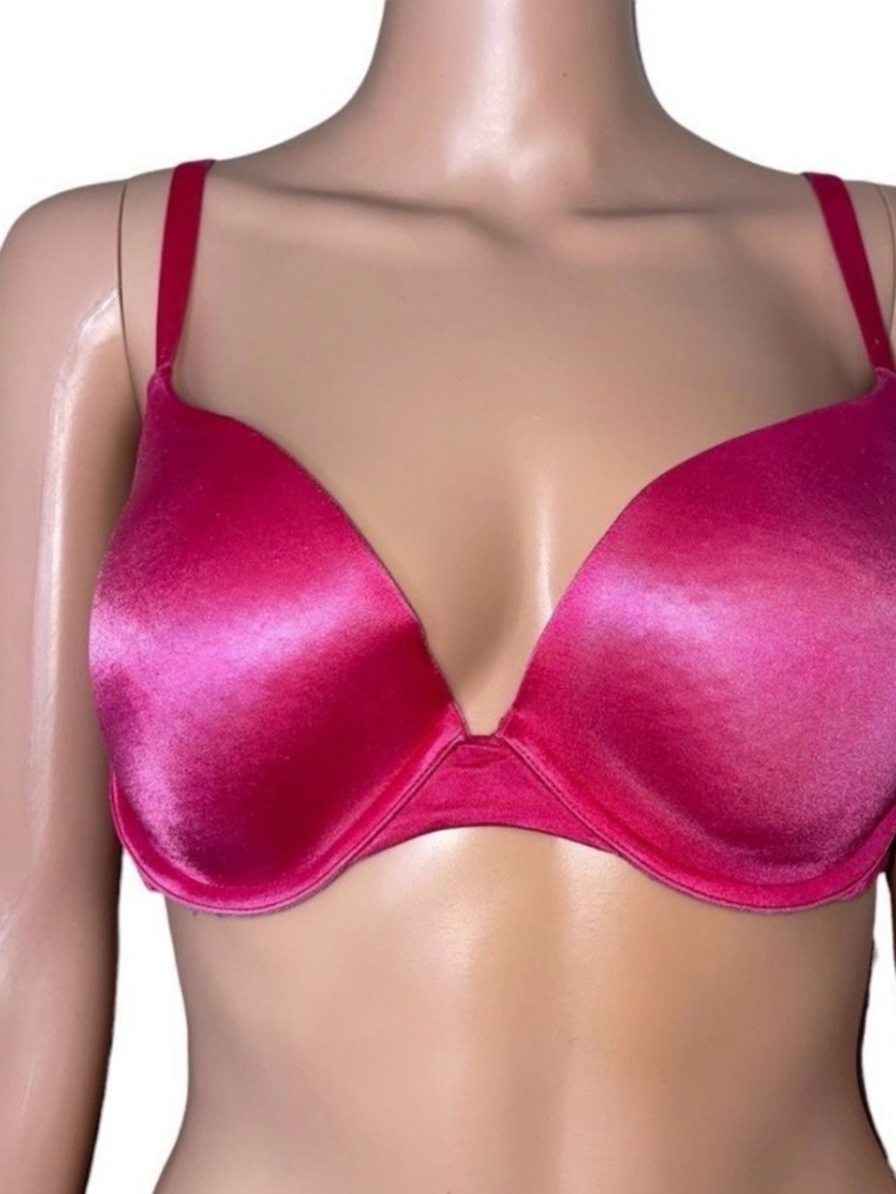 Victoria's Secret Satin Push-Up Bra in Hot Pink semi padded 36D FUSCHIA